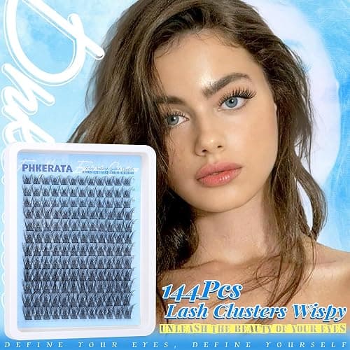 PHKERATA Wispy Lash Clusters Natural Eyelash Clusters Fairy Lashes Clusters CD Curvature Cluster Eyelash Extensions DIY Soft Individual Lashes at Home Eyelash Extension with Thin Band, 8-16 mm thumbnail 4