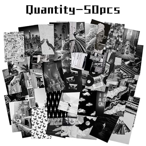 CY2SIDE 50 Aesthetic Black and White Pictures for Wall Collage Chic Collage Printing Set Room Decoration for Vintage Wall Art Prints for Room Photo Display thumbnail 3