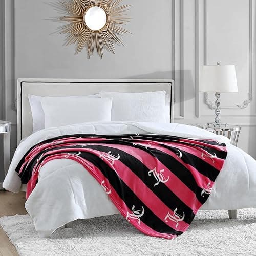 Juicy Couture Cabana Plush Hot Pink Striped 50"X70" Fuzzy Throw Blanket - Luxurious Microfiber Plush Blanket for Ultimate Comfort and Cozy Warmth thumbnail 5