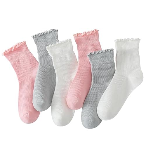 Hstyle 6 Pairs of Ruffle Socks Women, Cute Ruffle Ankle Socks - Image 1