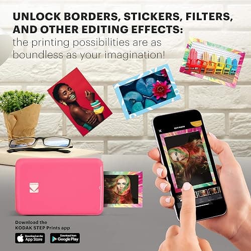 KODAK Step Instant Smartphone Photo Printer - Portable Mini Color Wireless Mobile Printer - Zink 2x3” Sticky-Back Photos - Bluetooth Compatible with iOS & Android Devices - Fun Editing App - Pink thumbnail 4