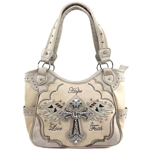 Zelris Faith Love Hope Cross Angel Wing Women Conceal Carry Women Tote Purse - Image 1