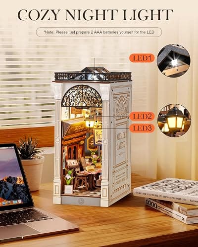 Rolife DIY Book Nook Kits for Adults, Miniature Dollhouse Booknook Kit, 3D Wooden Puzzle Creative Decorative Bookends Bookshelf Diorama Insert Crafts Hobbies Gifts (Arcade Dating) thumbnail 4