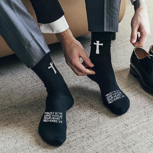 Ao Yee ZGL 3 Pairs Christian socks Prayer socks Birthday Gifts for Dad,Men Husband Grandp Fathers Day Christmas thumbnail 2