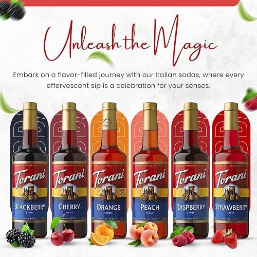 Jimoco Syrup Pump & Torani Syrup Bundle - Fruit Bowl Syrup 6 Pack Summer Flavors, Raspberry, Strawberry, Blackberry, Cherry, Orange and Peach - For Italian Soda Coffee, Lattes, Frappes With 6 Pump Dispensers thumbnail 7