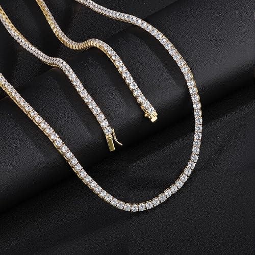 Gemsme 4.0mm CZ Tennis Necklace, 18K White/Yellow Gold Plated 4.0mm Round Cubic Zirconia Classic Tennis Necklace 16-24 Inches thumbnail 6