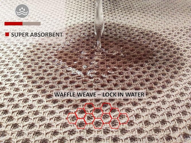 ANEWAY Kitchen Towels 100% Cotton Waffle Weave Dish Towel for Cleaning Drying Dishes Extra Absorbent and Soft, Dish Cloth,13 x 28 Inch(EarthBrown-4 Pack) thumbnail 4