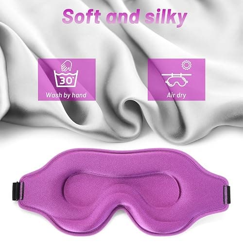 Sleep Eye Mask for Men Women, Lash Extensions 3D Sleeping Mask, Travel Blackout Night Blindfold Eye Shade Cover with Adjustable Strap (Purple-3D) thumbnail 6