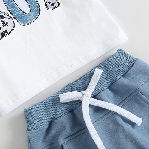 Toddler Baby Boy Summer Clothes Mamas Little Boy Short Sleeve T Shirt Tops Infant Rolled Stretch Shorts Set thumbnail 6