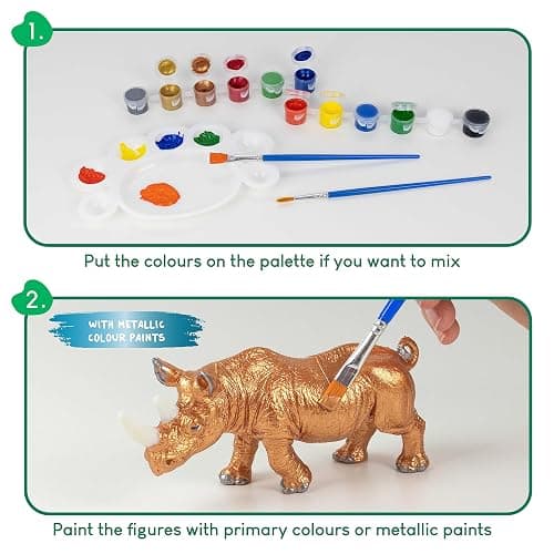 BONNYCO Animal Toys for Kids Painting Kit with 16 Figurines. Animal Kids Crafts 4-8 with Glow in the Dark, Safari Gifts for Boys and Girls. Boy Toys 3 4 5 6 7 8 9 10, Years Old Birthday Christmas thumbnail 4