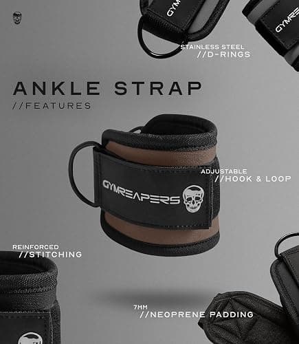 Gymreapers Ankle Straps For Cable Machine Kickbacks, Glute Workouts, Lower Body Exercises - Adjustable Leg Straps with Neoprene Padding thumbnail 6