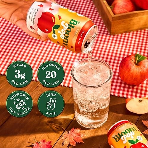 Bloom Pop Prebiotic Soda, Gut Health Support, Crisp Apple, 12 Pack | Crisp Apple flavor with clinically backed prebiotics for gut health, metabolism support and soda satisfaction. thumbnail 3