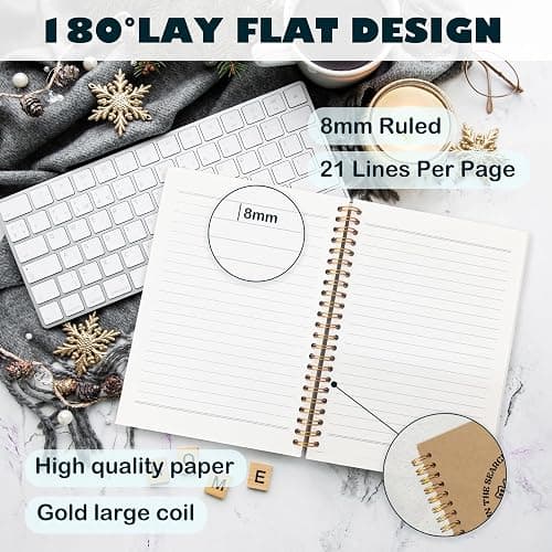 BearCake Boho Floral Christian Notebook Journal, Christian Gifts for Women, Bible Notebooks for Note Taking, Bible Journaling Notebook, Where the Jesus Hardcover Spiral Notebook 5.5x8.3 kraft paper thumbnail 4