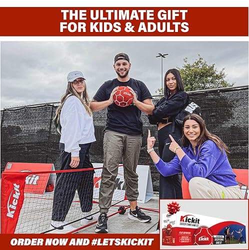 Kickit Soccer Tennis Game Set, Portable 6.5' Wide x 2' High Net & Soft Lightweight Ball, Play Outdoors, Indoors, Backyard, Beach, Complete Skills Training & Travel Friendly, Original thumbnail 9