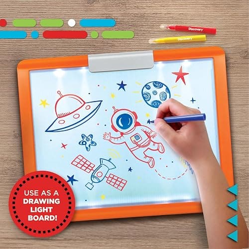 Discovery LED Tracing Tablet, 26-Piece Set with Washable Markers, Tracing & Template Sheets, Battery Powered Doodle Activity Lightboard, Kids Drawing & Sketching Portable Travel Art Set, Toy Gift thumbnail 4