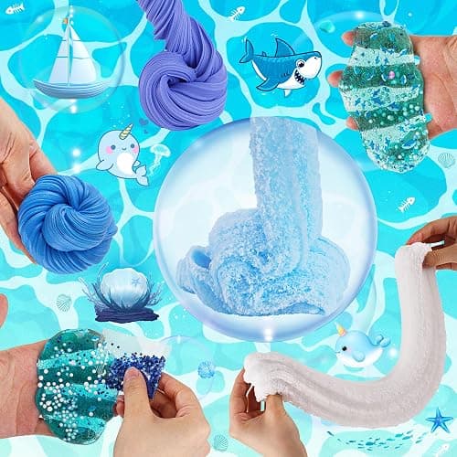 6-Pack Blue Slime Kit for Kids, Butter Cloud Squishy Birthday Gift Set | Party favor, goodie bag stuffer, Easter basket filler and sensory slime toy for boys and girls ages 4-10 thumbnail 5
