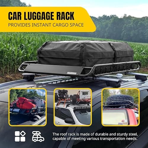 MAXXHAUL 70115 Universal Steel Roof Rack Car Top Cargo Carrier/Basket - 46" X 36" X 4-1/2" - 150 lb Capacity, Black thumbnail 7