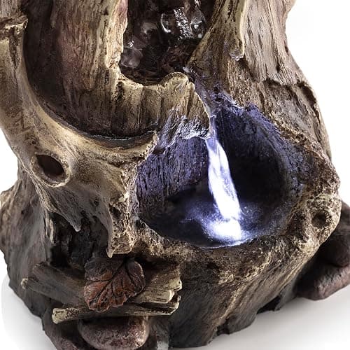 Alpine Corporation WIN326 Indoor Tabletop Light-Up Tiered Rainforest Tree Trunk Water Fountain with LED Lights, 11", Brown thumbnail 9
