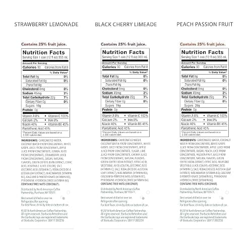 Starbucks Refreshers, 3 Flavor Variety Pack (Peach,Cherry, Stw Lmd), 12 Ounce Sleek Cans (Pack of 12) thumbnail 3