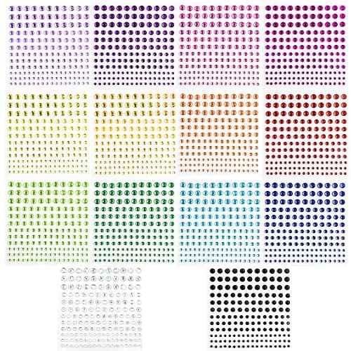 2310 PCS Self Adhesive Rhinestone Gem Stickers for Face Nail Body Makeup Festival,4 Size 14 Sheets Bling Jewels Stickers Earrings for DIY Kids Craft Card Decorations - Image 1