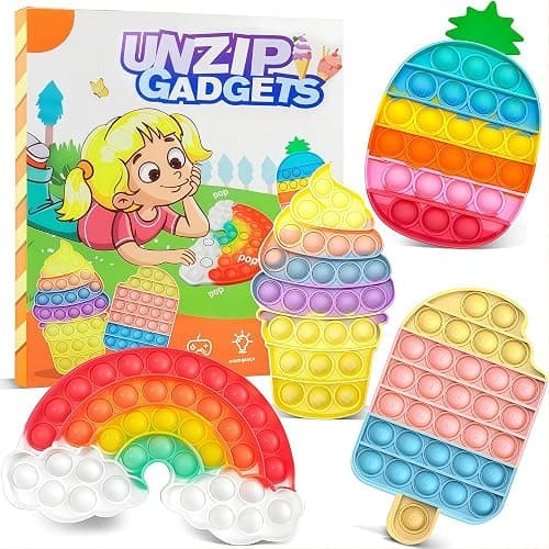 4 Pcs Fidget Toys, Rainbow Push Bubble Fidget Toys Ice Cream Toy Pineapple Squeeze Toys Set for ADHD Autism Stress Relief Toy Gift thumbnail 7