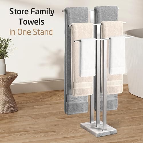 KES Standing Towel Rack 3-Tier with Heavy Marble Base, Free Standing Towel Racks for Bathroom Floor, SUS304 Stainless Steel Brushed Finish, BTH217S3-2 thumbnail 6