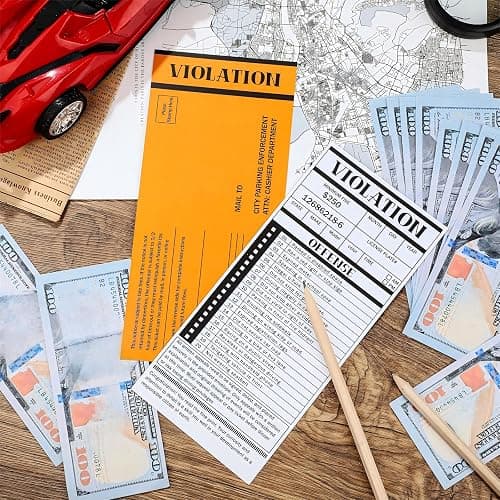 Gersoniel 50 Pieces Fake Parking Tickets Double Side Joke Violation Pranks for Adults Funny Prank Kit Stuff Prank Kit Funny Joke Gag Car Citations for Adult Police Multiple Sections Printing thumbnail 2
