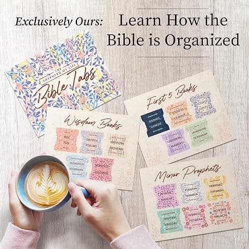 Bloom Gold™ Best Bible Tabs for Women – Soul Nourishing Book Summaries – 66 Peel-and-Stick Large Print Laminated Bible Book Tabs | Floral Tabs for Bible Study Supplies, Shepherd of Life thumbnail 4