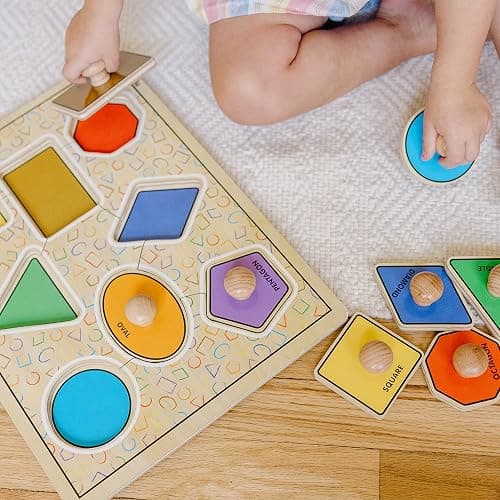Melissa & Doug Deluxe Jumbo Knob Wooden Puzzle - Geometric Shapes (8 pcs) thumbnail 2