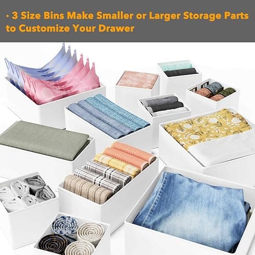 SpaceAid Drawer Organizer Clothes, 12 Pack Dresser Organizer Bins for Nursery, Closet Organization and Storage Dividers for Clothing, Baby Clothes, Underwears, Socks (White) thumbnail 6