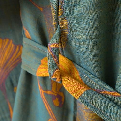 Purefair 100% Cotton Gauze Ginkgo Leaf Kimono Robe, Long Knit Loose Bathrobe Nightgown Ladies Loungewear Sleepwear for Women thumbnail 6