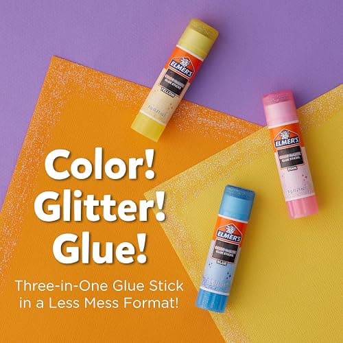 Elmer’s Color 'n Glitz Glue Sticks, Washable, Assorted Colors, Includes Disappearing Purple, 6 Grams 12 Count - Stocking Stuffer, Vision Board, #1 Teacher Brand thumbnail 2