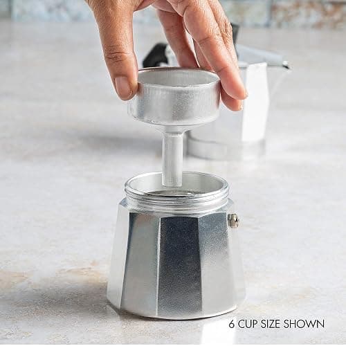Primula Classic Stovetop Espresso and Coffee Maker, Moka Pot for Italian and Cuban Café Brewing, Greca Coffee Maker, Cafeteras, 12 Espresso Cups, Silver thumbnail 6