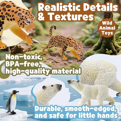 Zippytots 9 PCS Zoo Animal Toys for Kids 3-5 Realistic Plastic Wild Animal Figurine Toys Educational Learning Toy for Kids Boys Girls Toddlers thumbnail 5