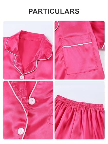 DIPUG 3 Piece Girls Silk Pajamas Set Soft Satin PJs Sleepwear for Comfortable Nights thumbnail 4