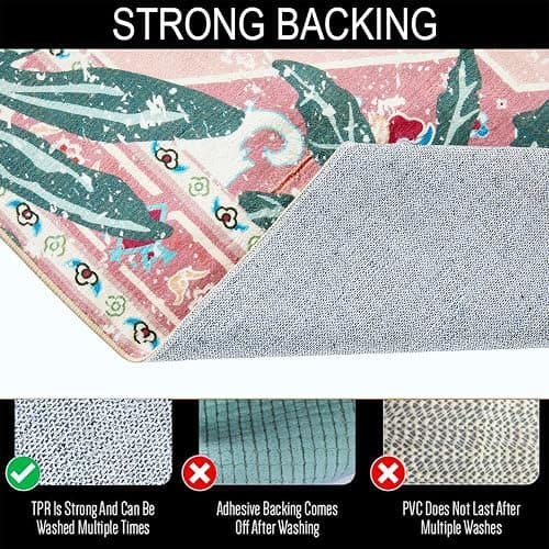 Aldopein Washable Pink Rugs Thin Oriental Boho Vintage Cute Tropical Leopard 6ft Round Area Rugs for Bedroom Kitchen Dining Living Room Office Indoor Entryway Distressed Nursery Circle Carpet thumbnail 4