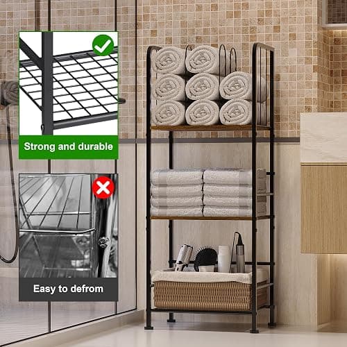 Towel Rack Free Standing 3-Tier M-Shaped Detachable Dividers, Durable Metal Towel Holder for Bathroom, Pool Towel Rack, Space-Saving Towel Storage Organizer, Modern Bath Towel Shelf Patent Pending thumbnail 7