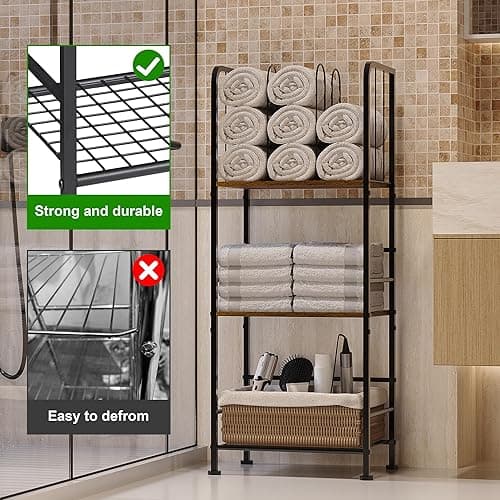 Towel Rack Free Standing 3-Tier M-Shaped Detachable Dividers, Durable Metal Towel Holder for Bathroom, Pool Towel Rack, Space-Saving Towel Storage Organizer, Modern Bath Towel Shelf Patent Pending thumbnail 7