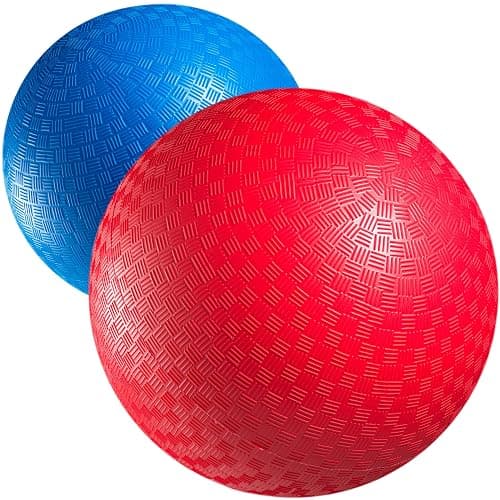 8.5-Inch Red & Blue Kickballs (2-Pack) with Hand Pump, Playground Balls | Rubber Playground Balls for Kickball, Dodgeball, Four Square, PE Class, School, Recess, Backyard Games, Indoor & Outdoor Play - Image 1