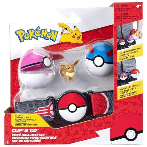 Pokémon Eevee Clip ‘N’ Go Belt Set - 2-Inch Eevee Battle Figure with Great Ball, Love Ball, and Themed Belt - Image 1