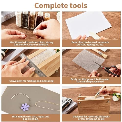 pamctry 50 Pcs Book Binding Kits for Beginners - Complete DIY Kit with Tools & Instructions, 11.6 x 7.8 Inches thumbnail 4