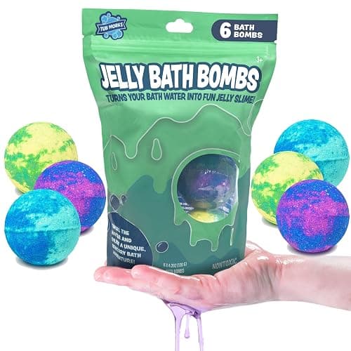 Tub Works® Jelly Bath Slime Bombs, 6 Pack | Bath Bombs for Kids That Turn Bath Water Into Colorful Jelly Slime | Nontoxic | Unique Kids Bath Bombs with Surprise Slime Texture | Sensory Fun Bath Toys - Image 1