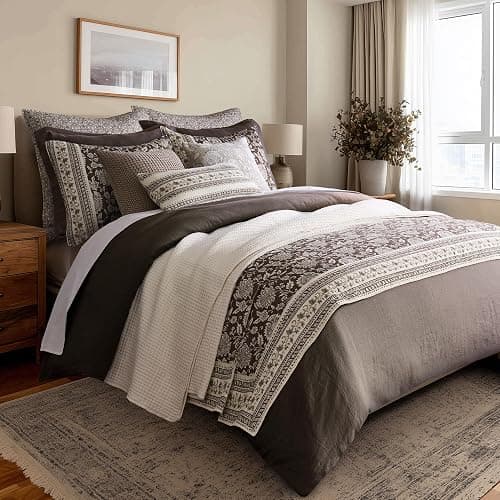 Levtex Home Adare Cocoa Reversible King/Cal King Quilt Set (106x92in) and 2 Pillow Shams (36x20in) - Floral Bedding - Brown Cream - Cotton King Size Quilt Bedding Set - Lightweight, Soft, Pre-Washed thumbnail 3