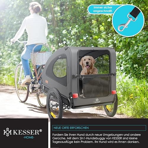 Remorque de vélo pour chien de remorque Drapeau et sac inclus - Toile Oxford 600D pliable SmartSpace Concept, max. 45 kg, anthracite thumbnail 2