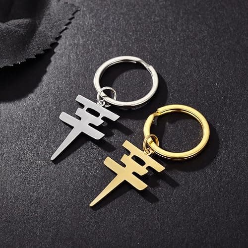 ZENRUIMING Tokyo Hotel-Schlüsselanhänger, Edelstahl, Motiv: Tokio Hotel, Rockband-Musik, Metallfigur, Tokio Hotel, Gold, Stahl, 6,2 x 2 cm, 2 Stück, Gold und Stahl, 6.2*2cm/2.44*0.78in thumbnail 2