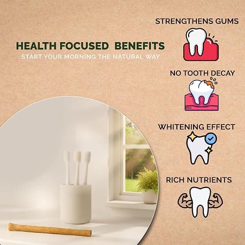 Rawaha 2 Pcs Miswak Sticks - Vacuum Sealed Natural Chewing Miswak Sticks for Teeth - Natural Flavored Toothbrush for Teeth Whitening, Oral Health, and Fresh Breath || Pack of 2 thumbnail 7
