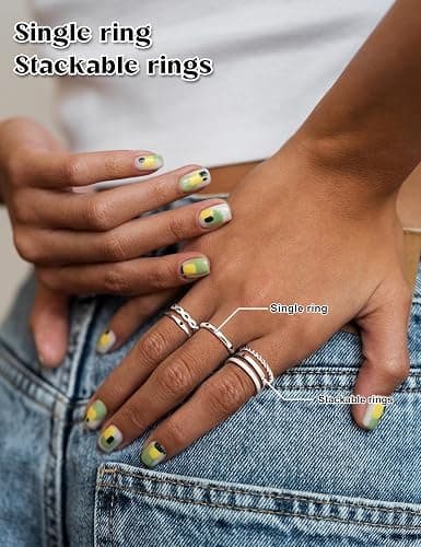 JeryWe 6 Pcs Stainless Steel Rings for Women Set Knuckle Rings Stackable Simple Carve Heart Wedding Bands Engagement Promise Eternity Bands Thumb Rings for Women thumbnail 5