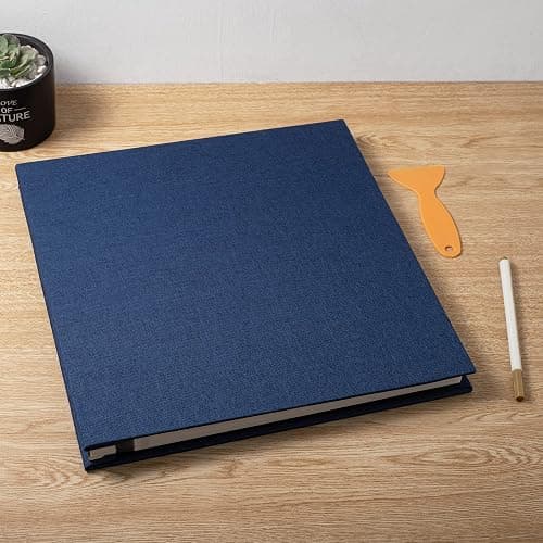 HenPisen Large Photo Album Self Adhesive Scrapbook Album for 4×6 8×10 Pictures DIY Magnetic Linen Cover Album 60 Pages for Family Wedding Gifts with Metal Pen and Plastic Board thumbnail 6