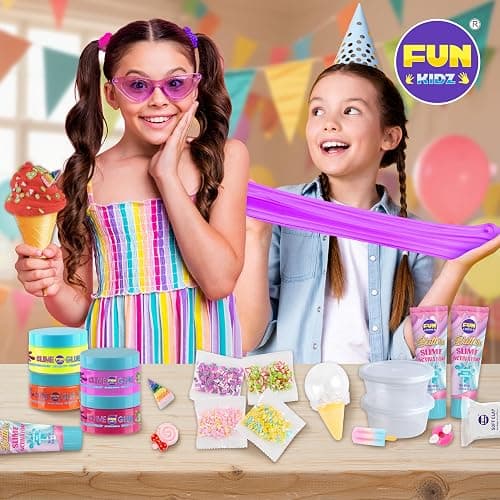 1:1 Buttery Glue Slime Kit for Kids Ages 8-12, FunKidz Ice Cream Slime Making Kits for Girls Toys Includes 19 Pieces Supplies to Make Butter Slime Activity Party Gifts thumbnail 9