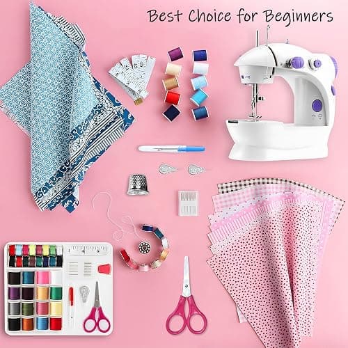 Mini Sewing Machine for Beginners-Maquina de Coser, Easy Automatic Sewing Machine with Extension Table, Household Electric Portable Sewing Tool with Sewing Kit, Small, for All Age, Kids or Adults thumbnail 8